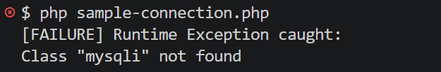 Class "mysqli" not found - Runtime Exception