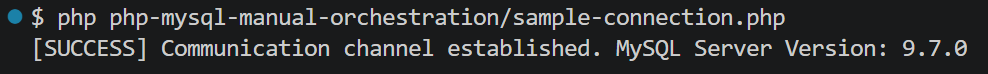 Communication channel established. MySQL Server Version: 9.7.0