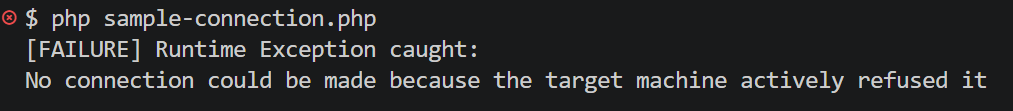 No connection could be made because the target machine actively refused - Runtime Exception