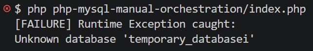 Unknown Database - Runtime Exception